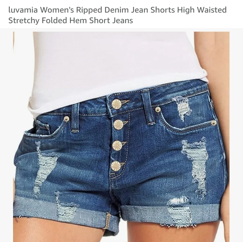 Women's Blue Ripped Denim Shorts